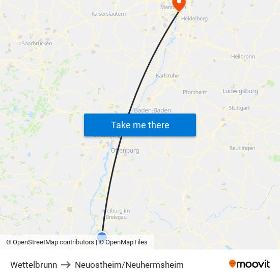 Wettelbrunn to Neuostheim/Neuhermsheim map