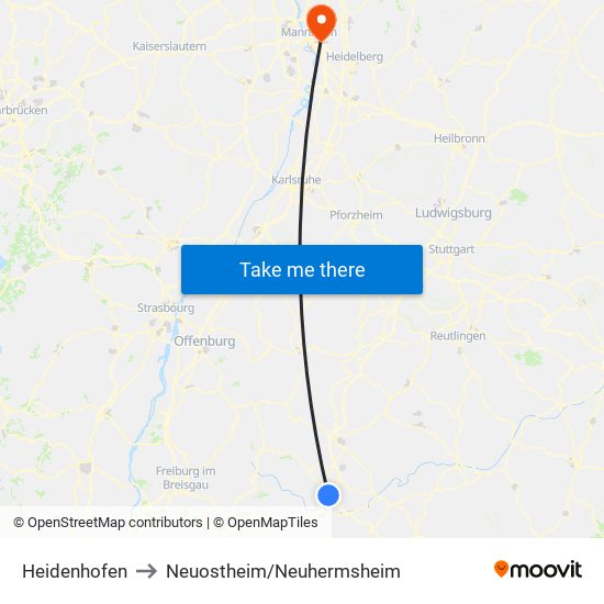 Heidenhofen to Neuostheim/Neuhermsheim map