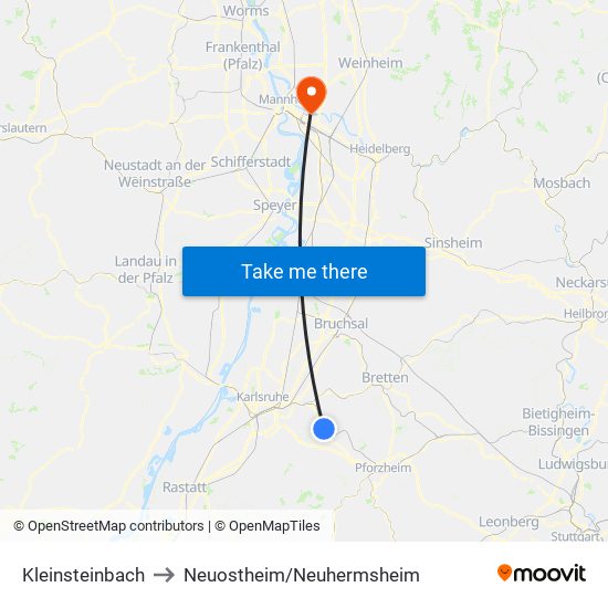 Kleinsteinbach to Neuostheim/Neuhermsheim map