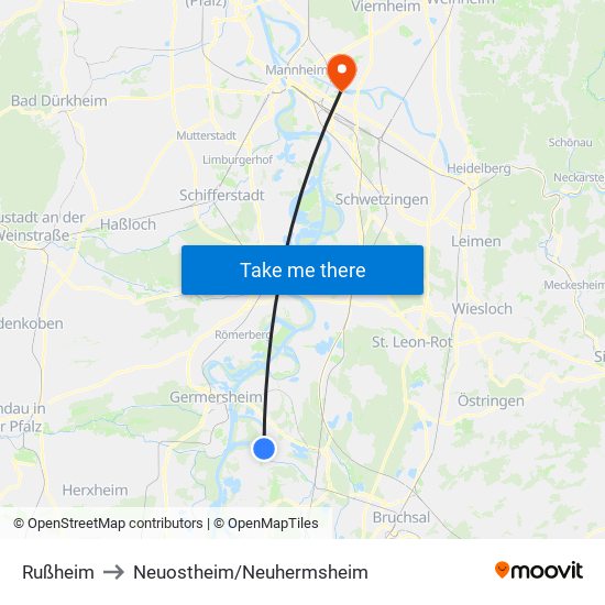 Rußheim to Neuostheim/Neuhermsheim map