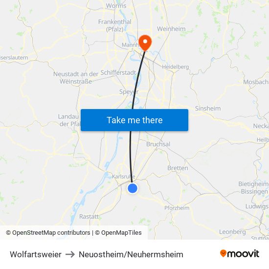 Wolfartsweier to Neuostheim/Neuhermsheim map