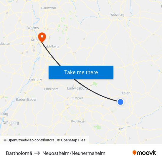 Bartholomä to Neuostheim/Neuhermsheim map