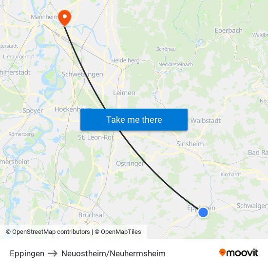 Eppingen to Neuostheim/Neuhermsheim map