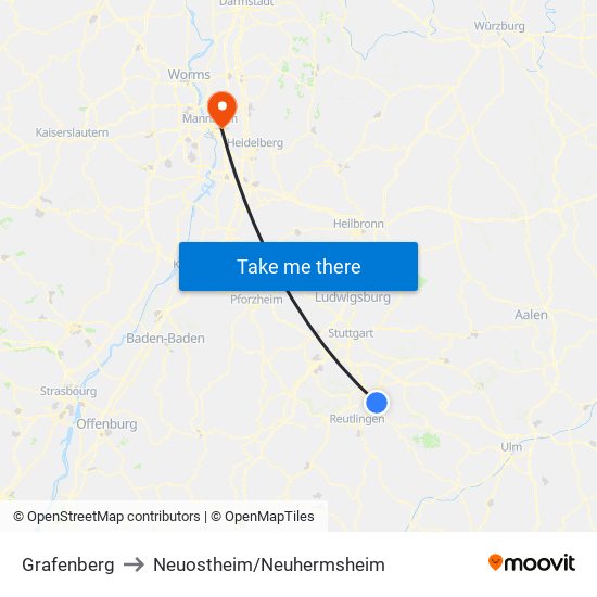 Grafenberg to Neuostheim/Neuhermsheim map