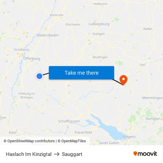 Haslach Im Kinzigtal to Sauggart map
