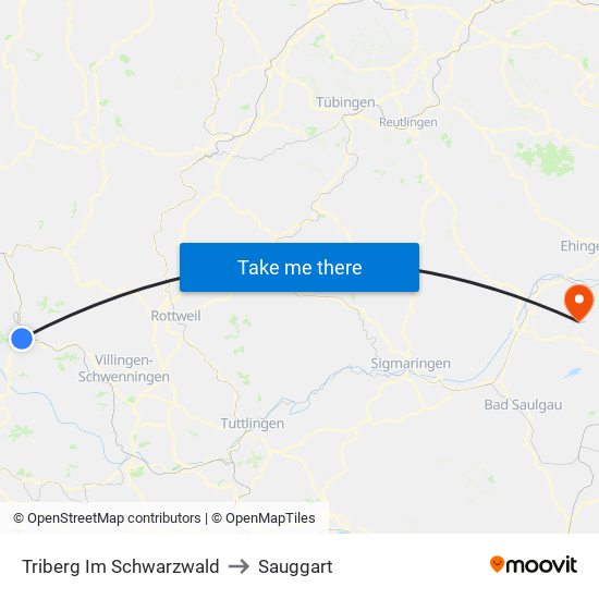Triberg Im Schwarzwald to Sauggart map