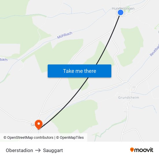 Oberstadion to Sauggart map