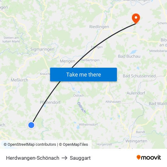Herdwangen-Schönach to Sauggart map