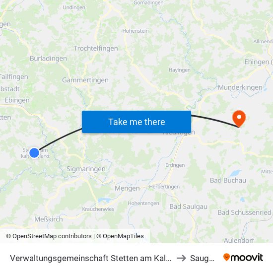 Verwaltungsgemeinschaft Stetten am Kalten Markt to Sauggart map