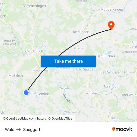 Wald to Sauggart map