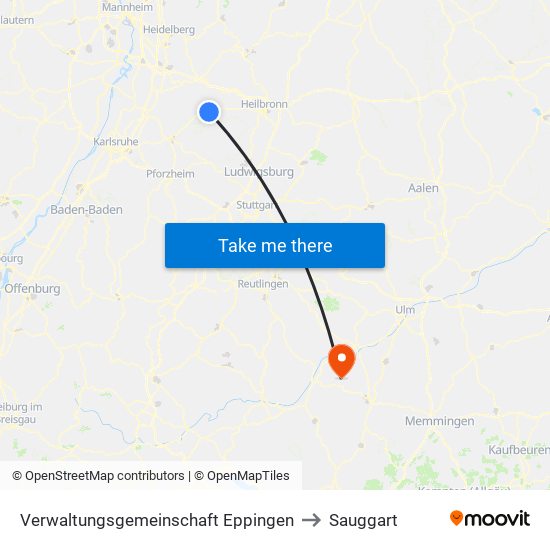 Verwaltungsgemeinschaft Eppingen to Sauggart map