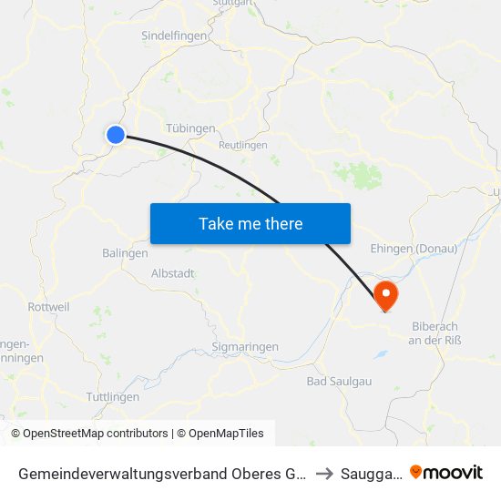 Gemeindeverwaltungsverband Oberes Gäu to Sauggart map