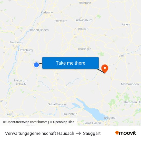 Verwaltungsgemeinschaft Hausach to Sauggart map
