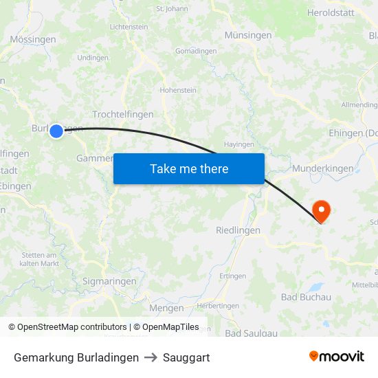 Gemarkung Burladingen to Sauggart map