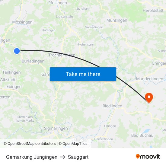 Gemarkung Jungingen to Sauggart map
