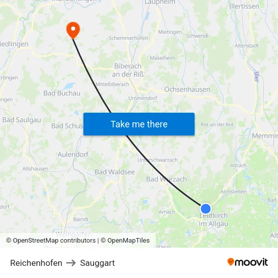 Reichenhofen to Sauggart map