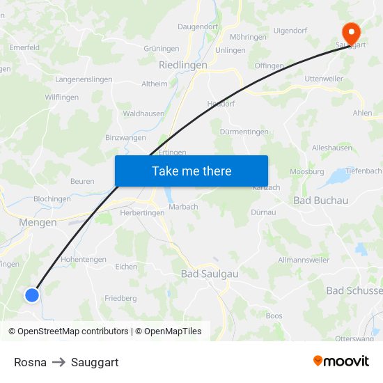 Rosna to Sauggart map