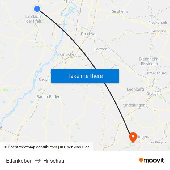 Edenkoben to Hirschau map