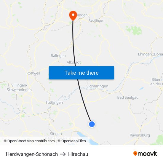 Herdwangen-Schönach to Hirschau map