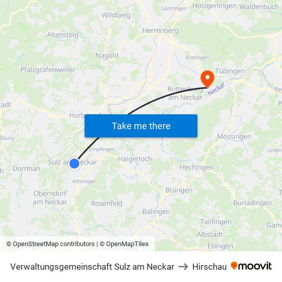 Verwaltungsgemeinschaft Sulz am Neckar to Hirschau map