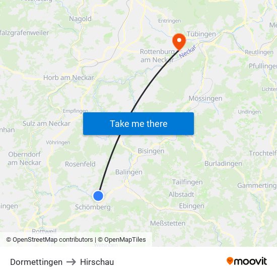 Dormettingen to Hirschau map