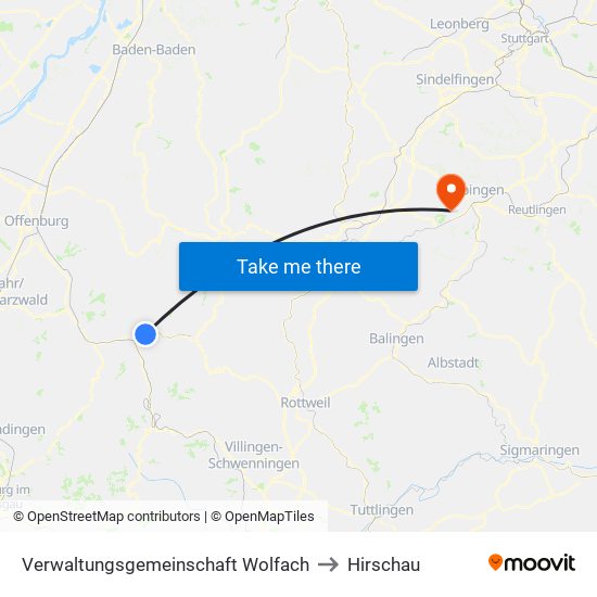 Verwaltungsgemeinschaft Wolfach to Hirschau map