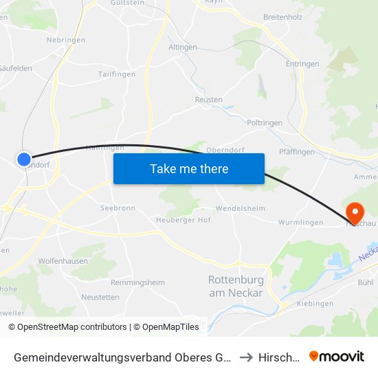 Gemeindeverwaltungsverband Oberes Gäu to Hirschau map