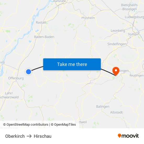 Oberkirch to Hirschau map