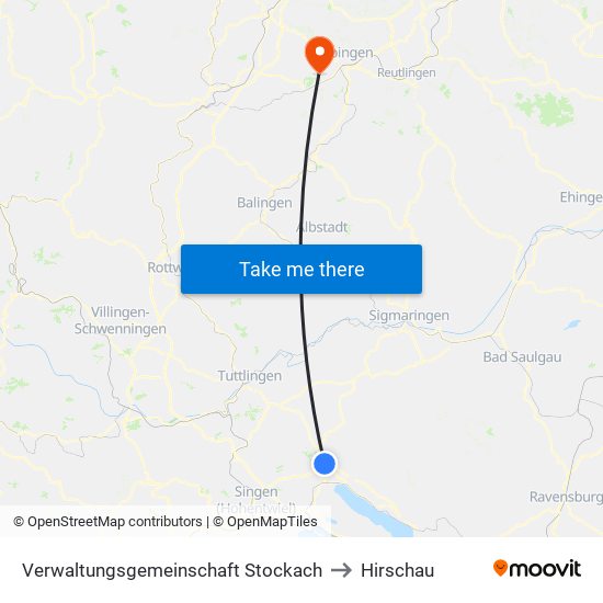 Verwaltungsgemeinschaft Stockach to Hirschau map