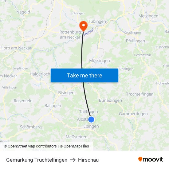 Gemarkung Truchtelfingen to Hirschau map
