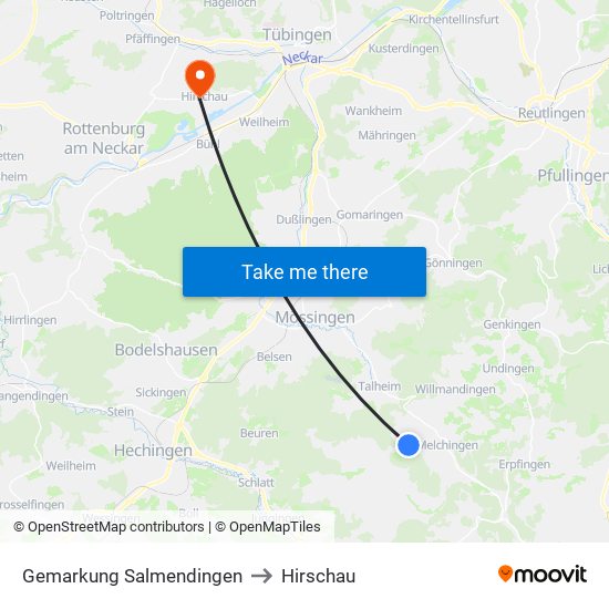 Gemarkung Salmendingen to Hirschau map