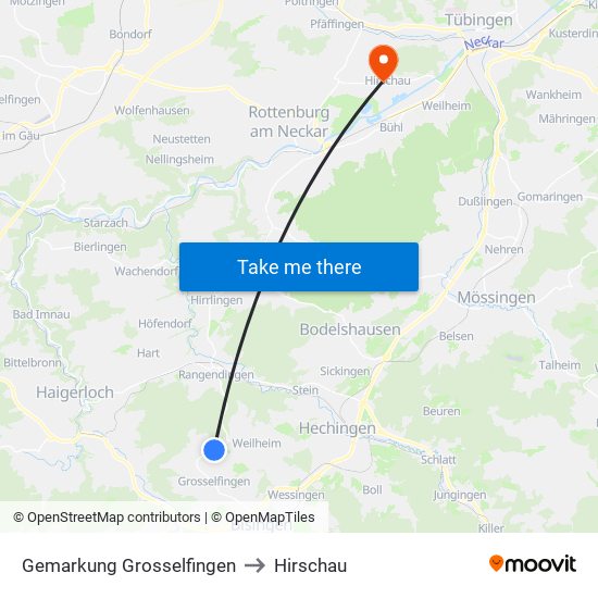 Gemarkung Grosselfingen to Hirschau map