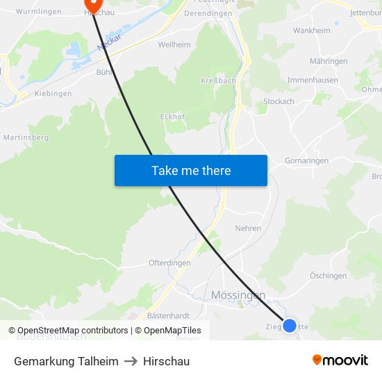 Gemarkung Talheim to Hirschau map