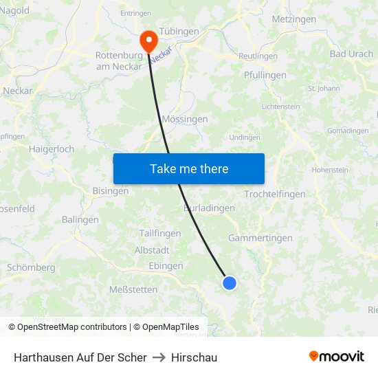 Harthausen Auf Der Scher to Hirschau map
