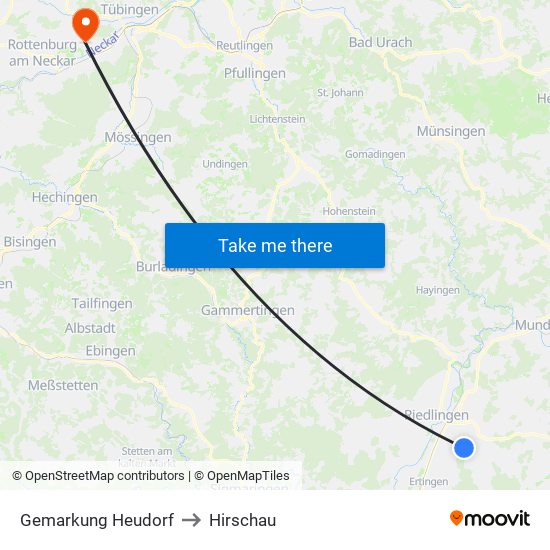 Gemarkung Heudorf to Hirschau map