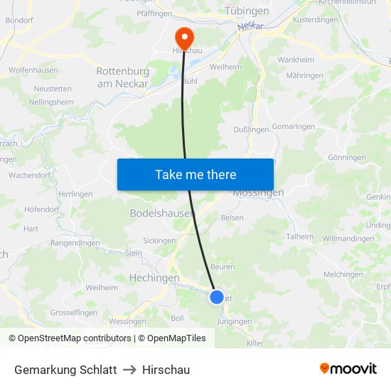 Gemarkung Schlatt to Hirschau map