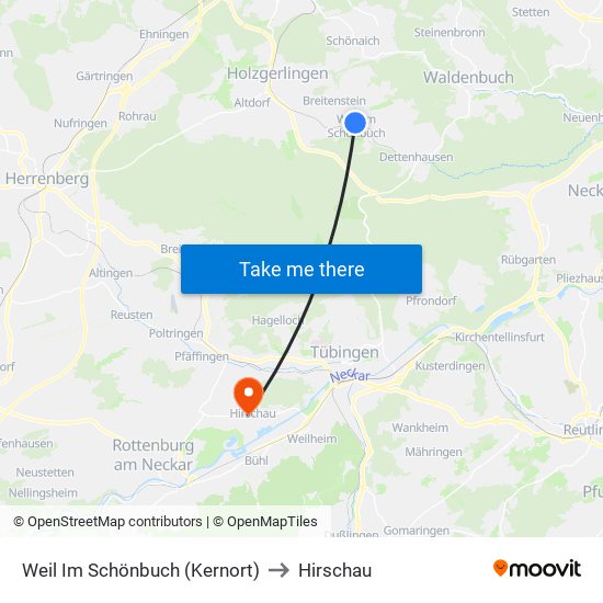 Weil Im Schönbuch (Kernort) to Hirschau map