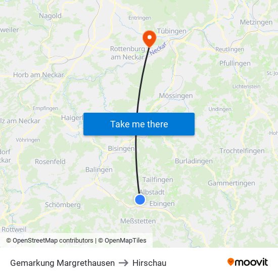 Gemarkung Margrethausen to Hirschau map