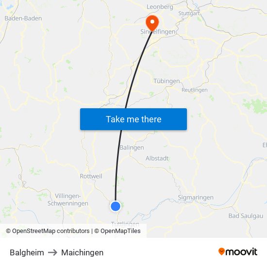 Balgheim to Maichingen map