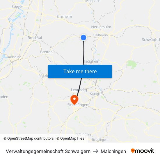 Verwaltungsgemeinschaft Schwaigern to Maichingen map