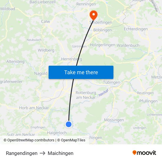 Rangendingen to Maichingen map