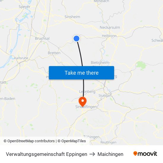 Verwaltungsgemeinschaft Eppingen to Maichingen map