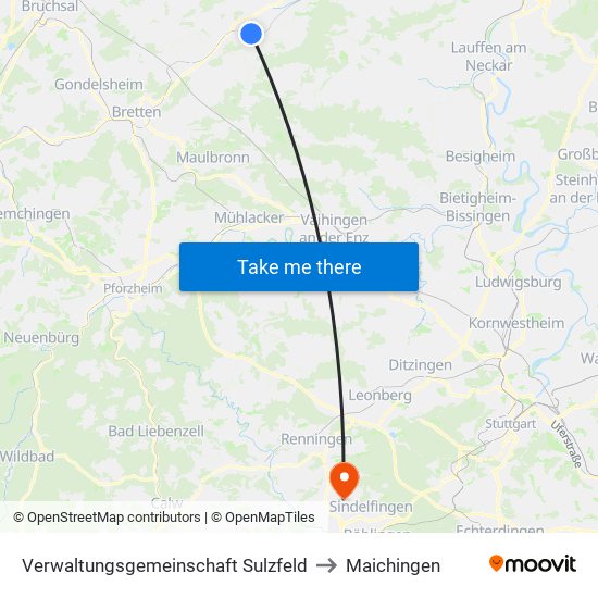 Verwaltungsgemeinschaft Sulzfeld to Maichingen map