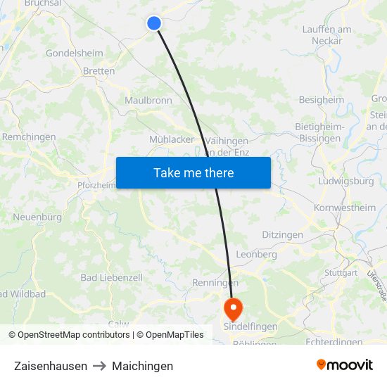 Zaisenhausen to Maichingen map