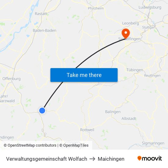 Verwaltungsgemeinschaft Wolfach to Maichingen map