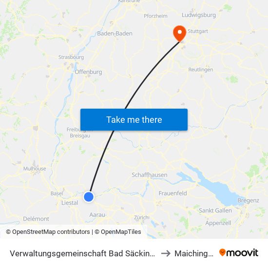 Verwaltungsgemeinschaft Bad Säckingen to Maichingen map