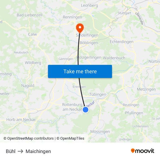 Bühl to Maichingen map