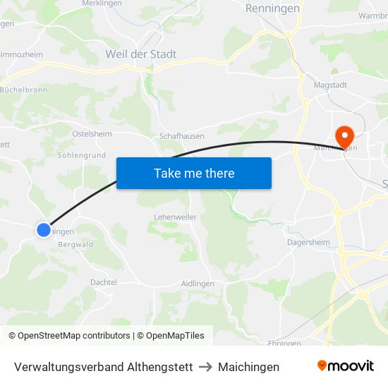 Verwaltungsverband Althengstett to Maichingen map