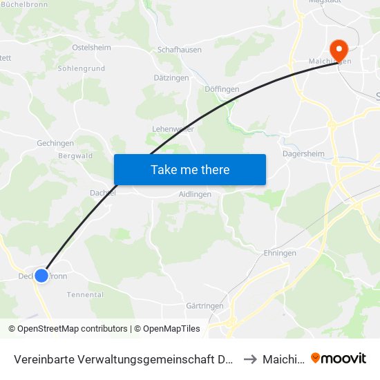 Vereinbarte Verwaltungsgemeinschaft Der Stadt Herrenberg to Maichingen map