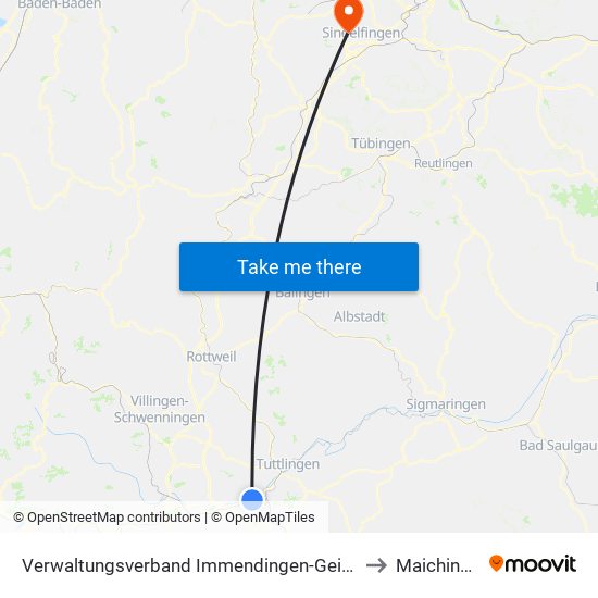 Verwaltungsverband Immendingen-Geisingen to Maichingen map